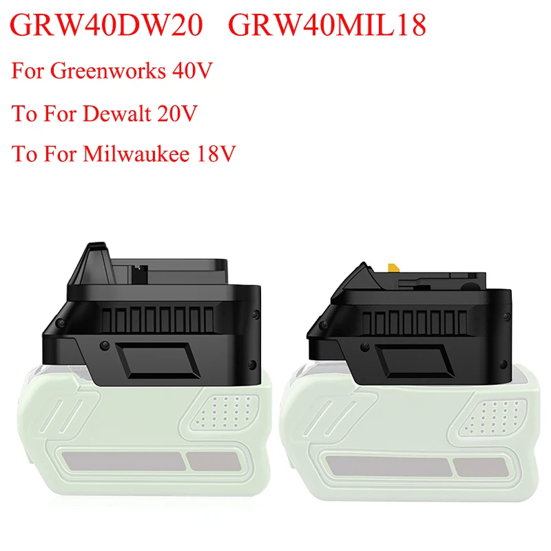 

For Greenworks 40V Batteries GRW40DW20 GRW40MIL18 Battery Adapter Compatible with For Dewalt/Milwaukee 18/20V Battery Power Tool