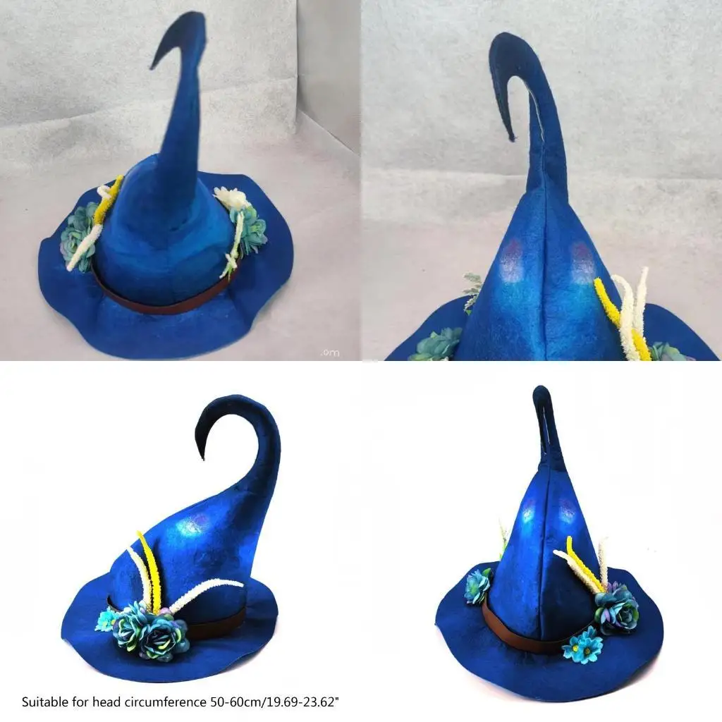 

652f Unisex Halloween Witch Hat с кривой цветочного декора в пике
