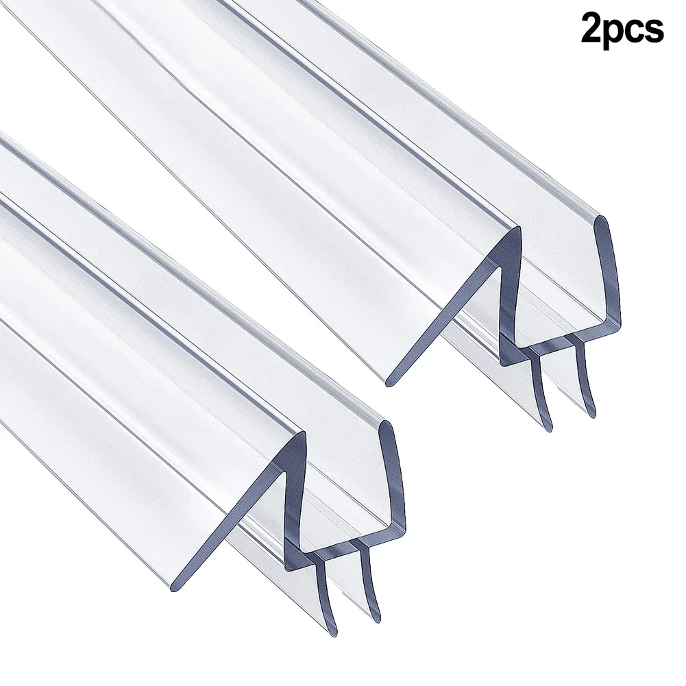 2pcs Shower Seal PVC Waterproof Hyaline Door Seal Rubber Strip Portable Window Glass Fixture Accessories Household Bathroom