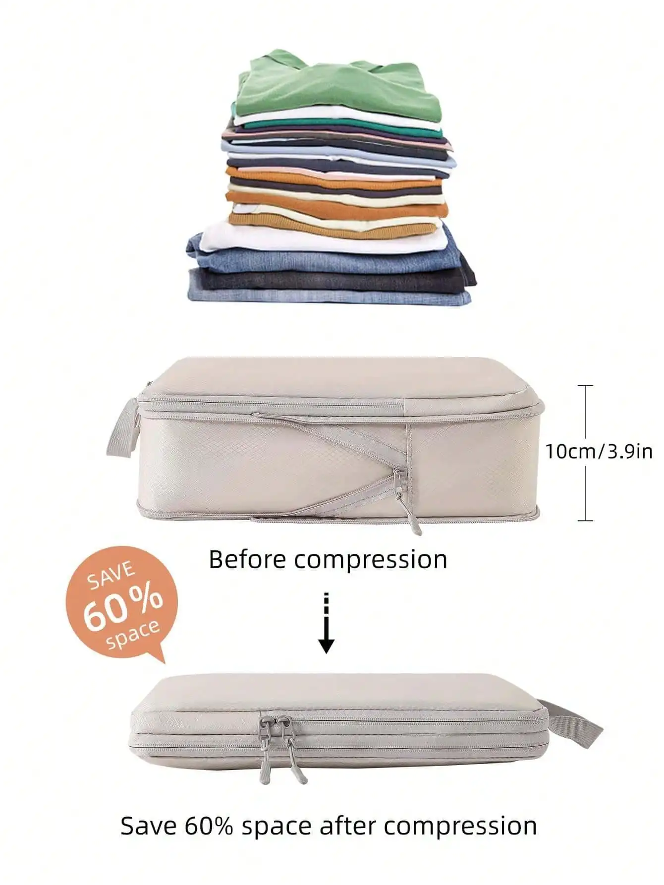 Mala de Nylon impermeável com Bolsa, Cubos Compressíveis Embalagem, Saco De Armazenamento De Viagem Portátil, Organizador De Bagagem, 4 Pcs por Conjunto