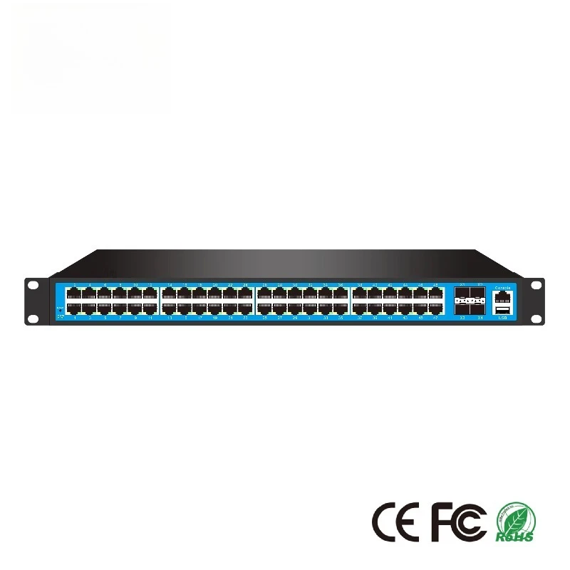 52 Port L3 Managed Switch with 48 Gigabit Ethernet Uplink & 4 10G SFP+ Management Features SNMP and QoS Functionality