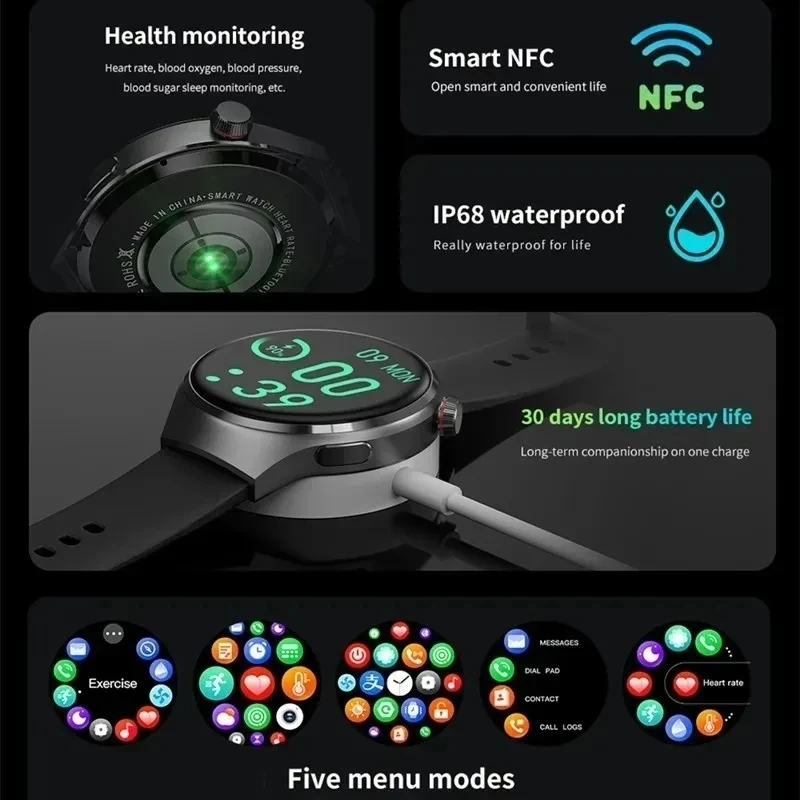 2025 ساعة ذكية رياضية عسكرية متينة للرجال ساعات خارجية lP68 مقاومة للماء 1.46 "Al Voice BT Call Man ساعة ذكية لنظام أندرويد IOS