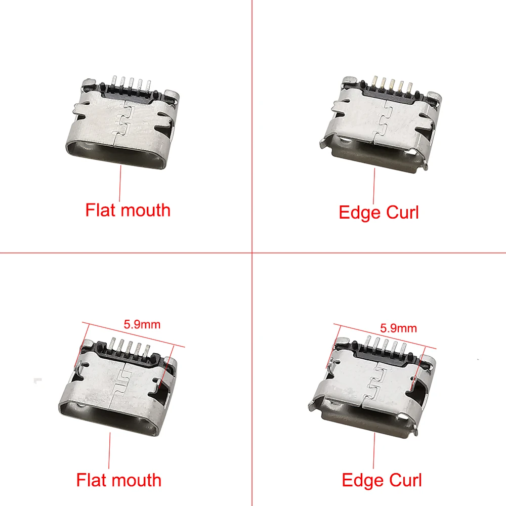 10Pcs Micro USB 5Pin Connector Charging Port SMD SMT Android Phone Data Charging Socket DIY Repair Adapter
