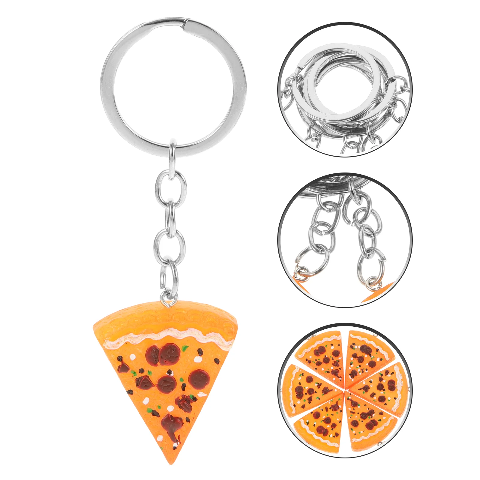 6 Pcs Puzzle Erasable Whiteboards for Children Pizza Slice Keyrings Jigsaw Keychain Food