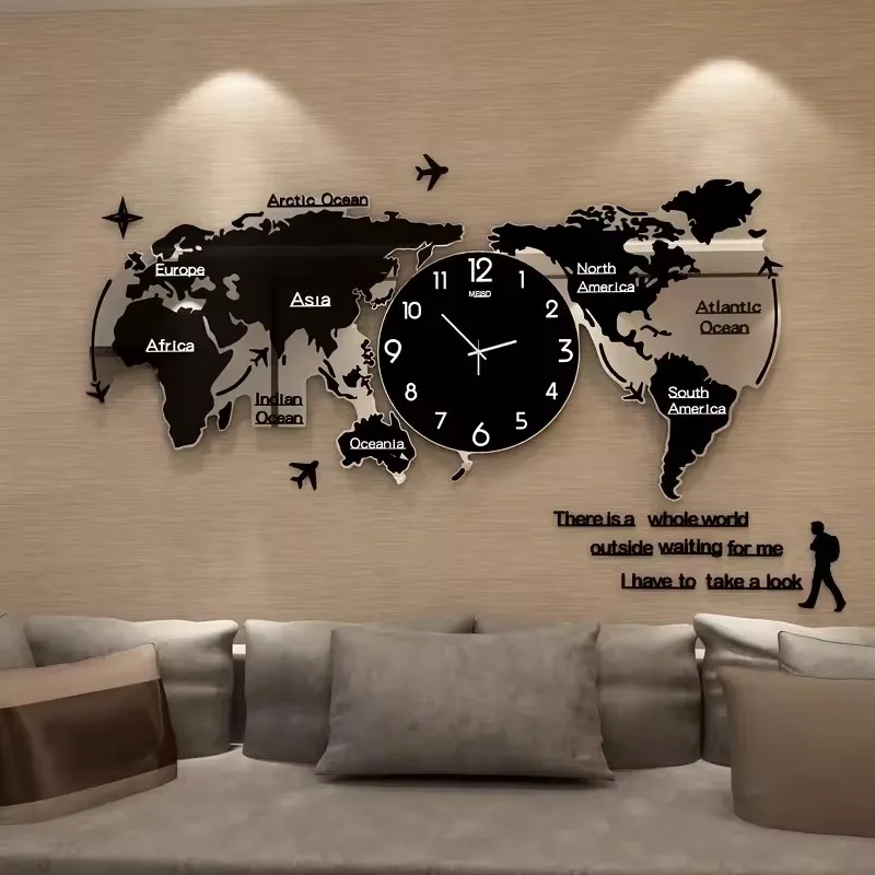 100x45CM Acrylic Wall Clock 3D DIY Large Wall Hanging Clock with Wall Stickers Home Decorations