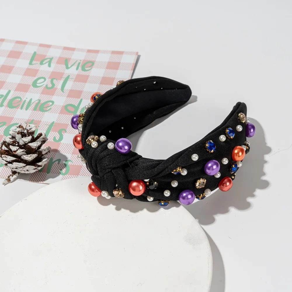 Halloween Pearl Rhinestone Hairband Headband Adult Hair Accessories Hair Jewley