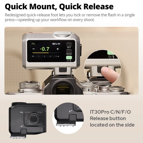 Imagen 2 del producto Godox iT30Pro C/N/S/F/O iFlash Flash de cámara Speedlite HSS TTL 2,4G Flash de bolsillo inalámbrico para Canon Nikon Sony Fuji Olympus