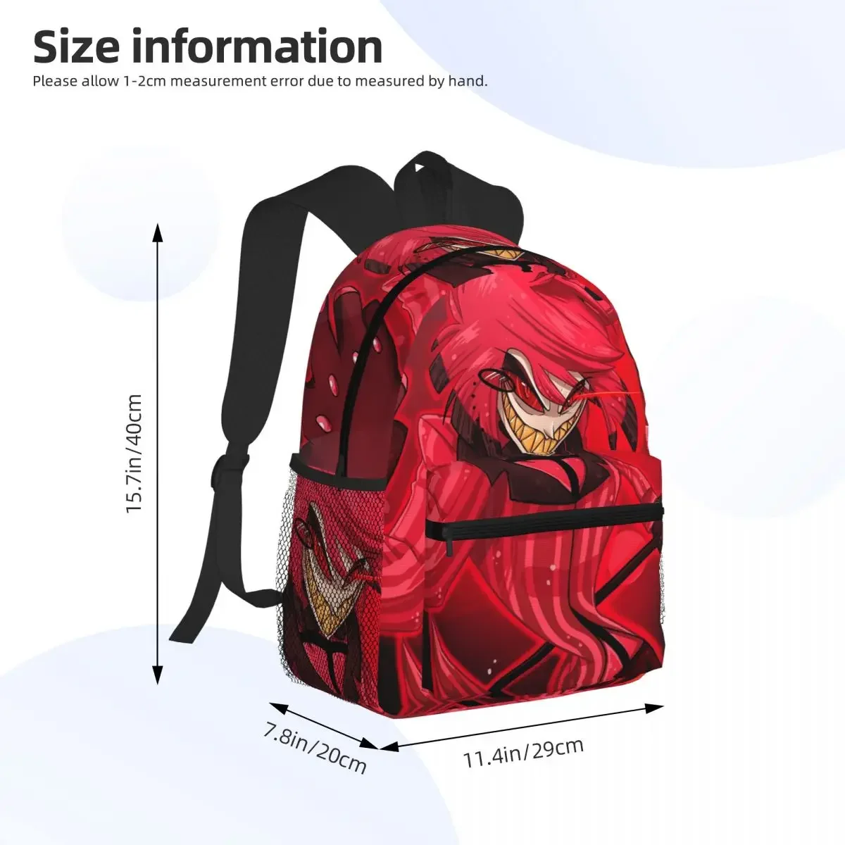 Creative Alastor Hazbin Anime Student Backpack School Bag Hiking Travel Daypack for Men Women Bookbag Shoulder Bags