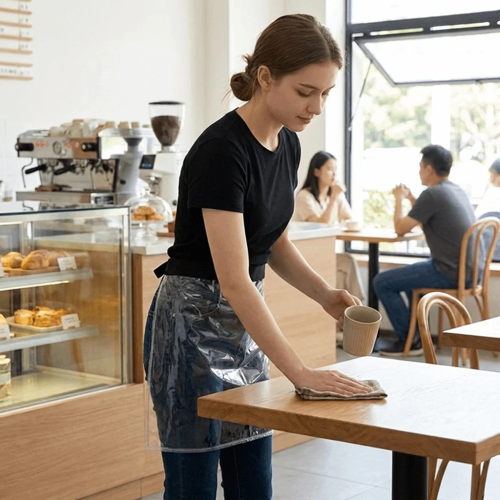 Oil-proof Transparent Half-length Apron Wear-resistant TPU Half Skirt Apron Anti-fouling Buckle Design Waterproof Apron