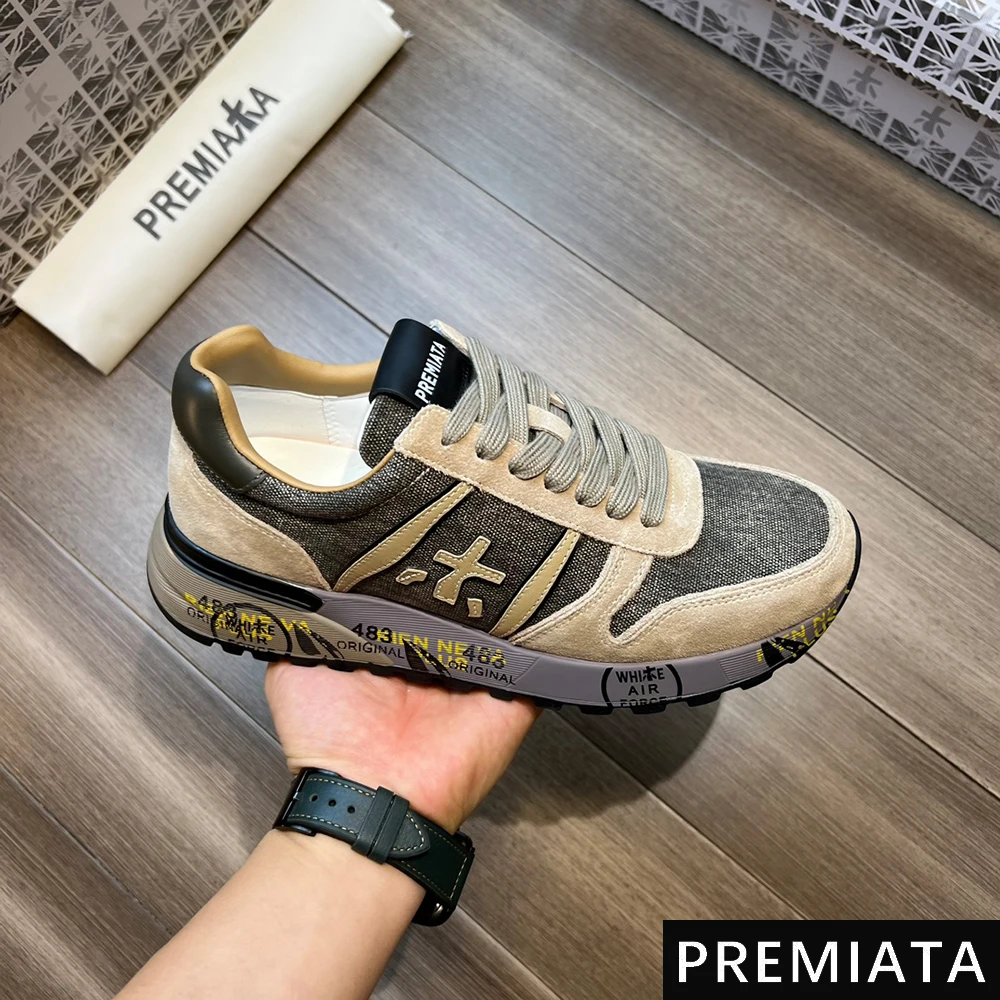 

PREMIATA Men's Retro Street Trend Fashion Simple Casual Sports Shoes Light Luxury Niche Mesh Breathable Cushioning Running Shoes