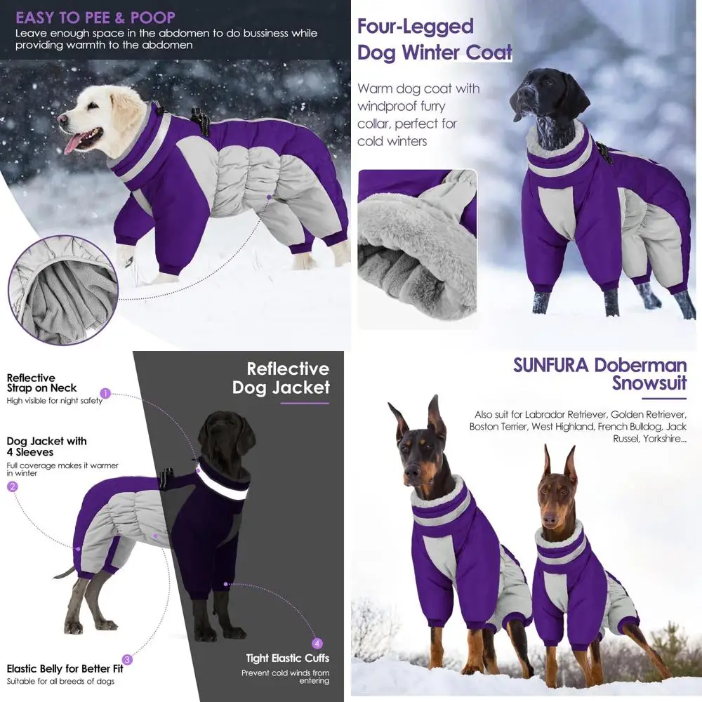 

Зимняя куртка для собак со светоотражающими элементами для средних пород, ветрозащитная и теплая, с защитой для лап, для бостон-терьеров, размер M