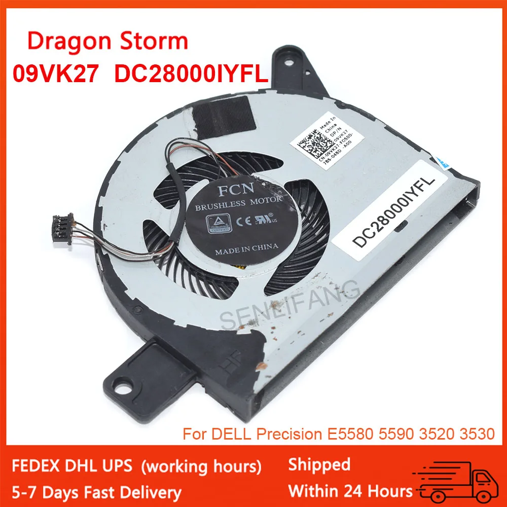 5V CPU Fan For Dell Precision E5580 5590 3520 3530 Laptop Cooler 09VK27 9VK27 DC28000IYFL DFS501105PQ0T 0.5A 4Wires Cooling