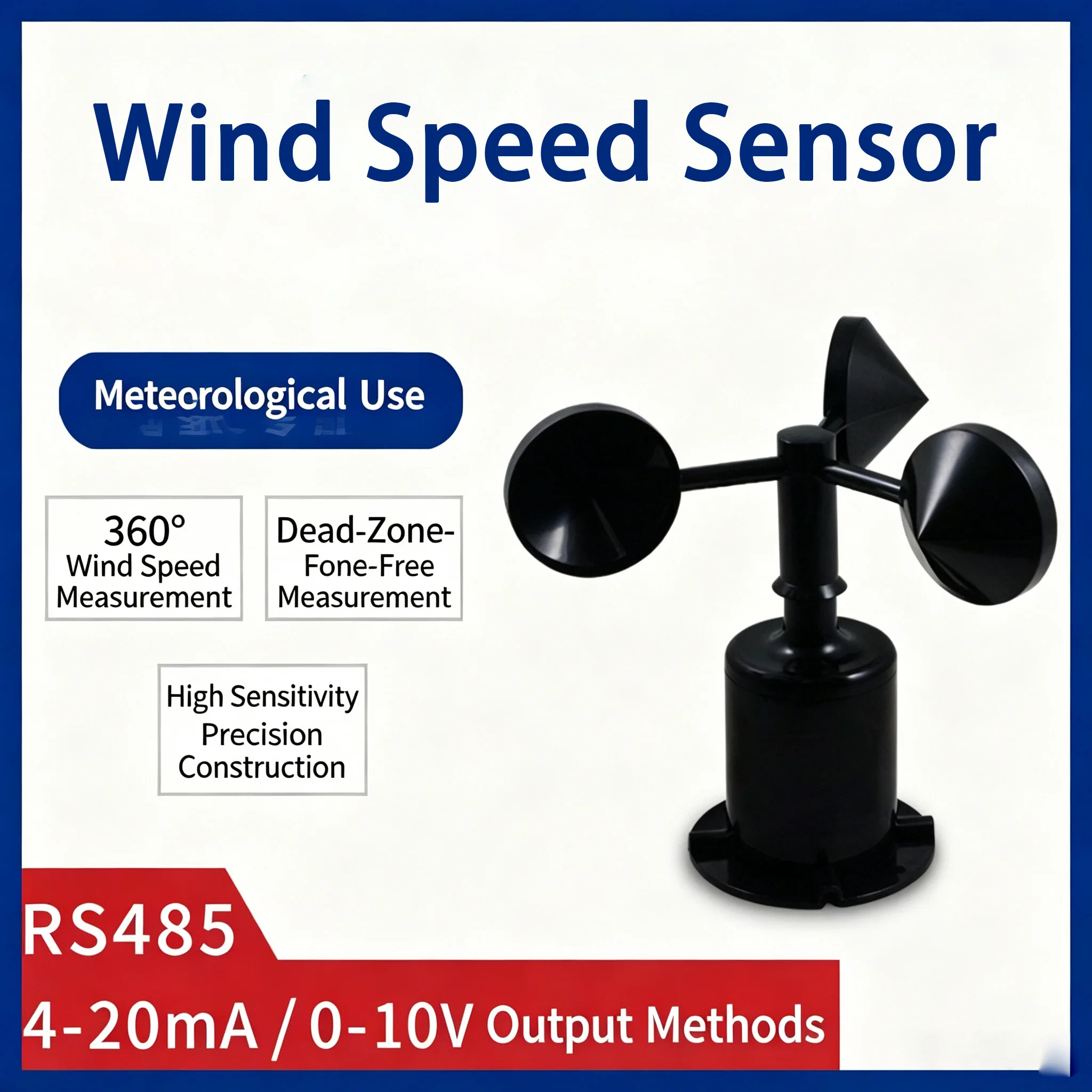 3 Cup Anemometer 30M/S Polycarbonate Wind Speed Sensor Outdoor Weather Station RS485 4-20Ma 0-5V 0-10V Output