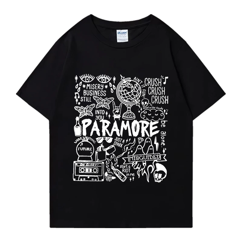 Rock band Paramore Doodle Art Tour Vintage Album 2024 T-shirts Men Women vintage short sleeve t-shirt Unisex Pure otton Tops