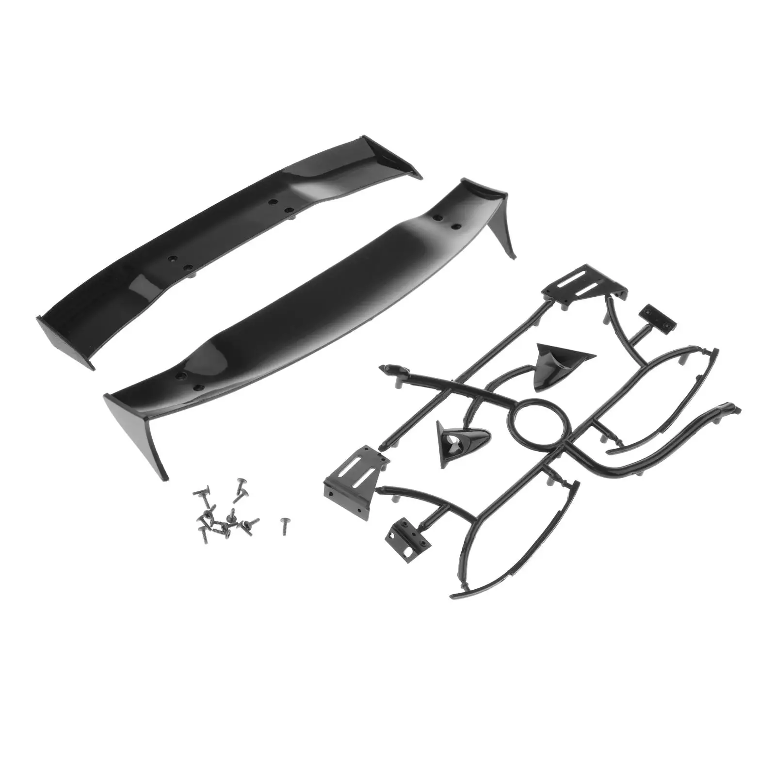 Black Plastic RC Car Spoiler Wing Kit Rearview Mirror Windshield Wiper Upgrade for 1/10 RC Car Parts Chassis