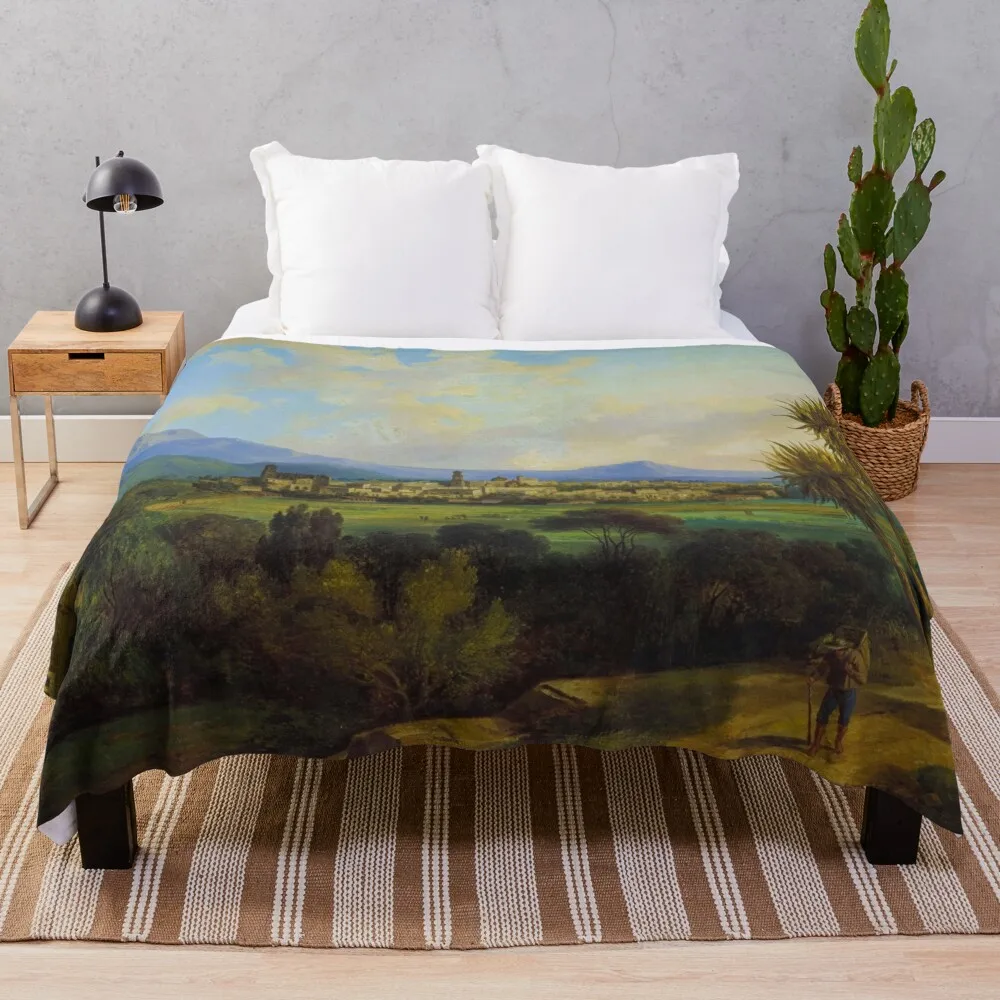 Vista, Jalapa, Guatemala mountainous tropical landscape painting by Carlos Nebel Throw Blanket Decorative Beds Thin Blankets