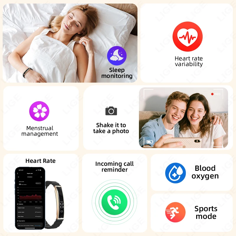 건강 스마트 밴드 피트니스 트래커 심박수 혈액 산소 수면 모니터가있는 Smartwatch 여성 남성을위한 방수 보수계 시계