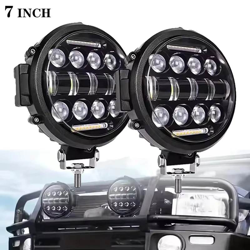 

Универсальный 7-дюймовый супер яркий светодиодный прожектор 4x4 для бездорожья, круглая фара-бампер Hi/Lo H4, белый, янтарный, рабочая лампа DRL 12 В 24 В