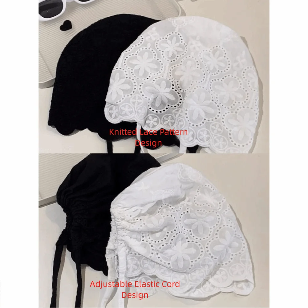 عارضة الجوف خارج المطرزة الدانتيل قبعة Y2k تنفس قبعة صغيرة فتاة حار الكورية نمط Skullcap في الهواء الطلق