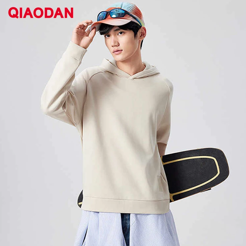 

QIAODAN Fleece-Lined Hooded Men's Winter Warm Pullovers Tops 2025 Hiking Long Sleeve Loose Casual Sportswear QXEWD3253006B