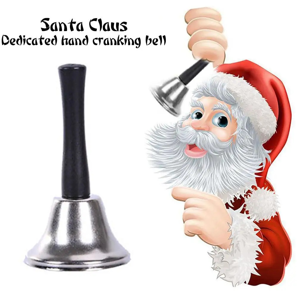 Christmas Hand Bell Santa Claus Jingle Bells Gold Silver Handbell School Restaurant Service Call Decoration Xmas Supplies B E2U5