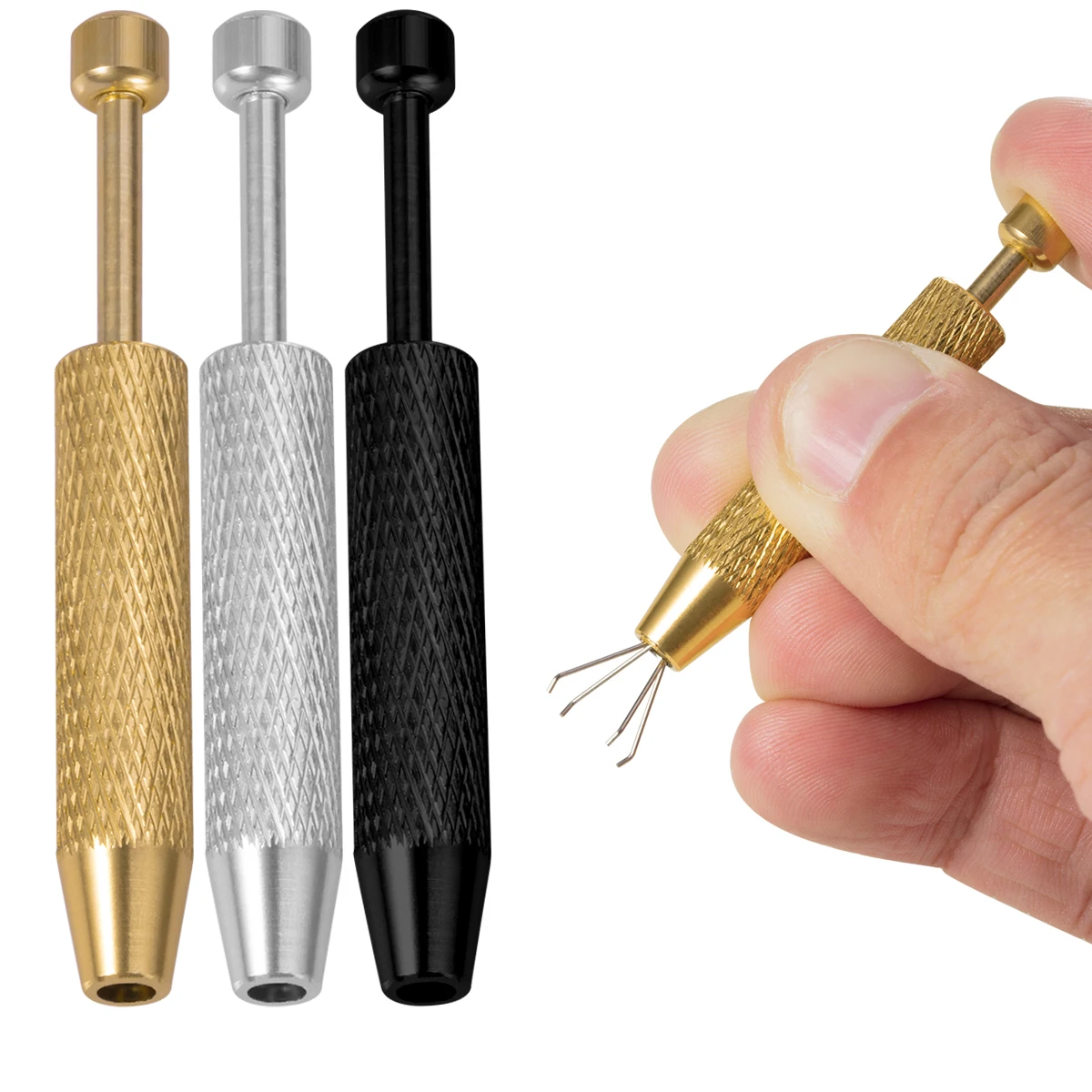 2pcs 4 Claws Ball Bead Holder Pick-up Tool Prong Tweezers Catcher Grabbers Piercing Jewelry Top Unscrew Tighten Grasping Tools