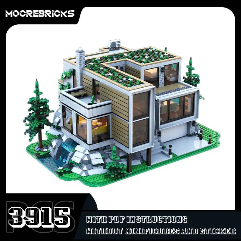 MOC-167956 Modern House Building Blocks City Architectural Models Bricks DIY Expert Collection Toys Children's Christmas Gifts