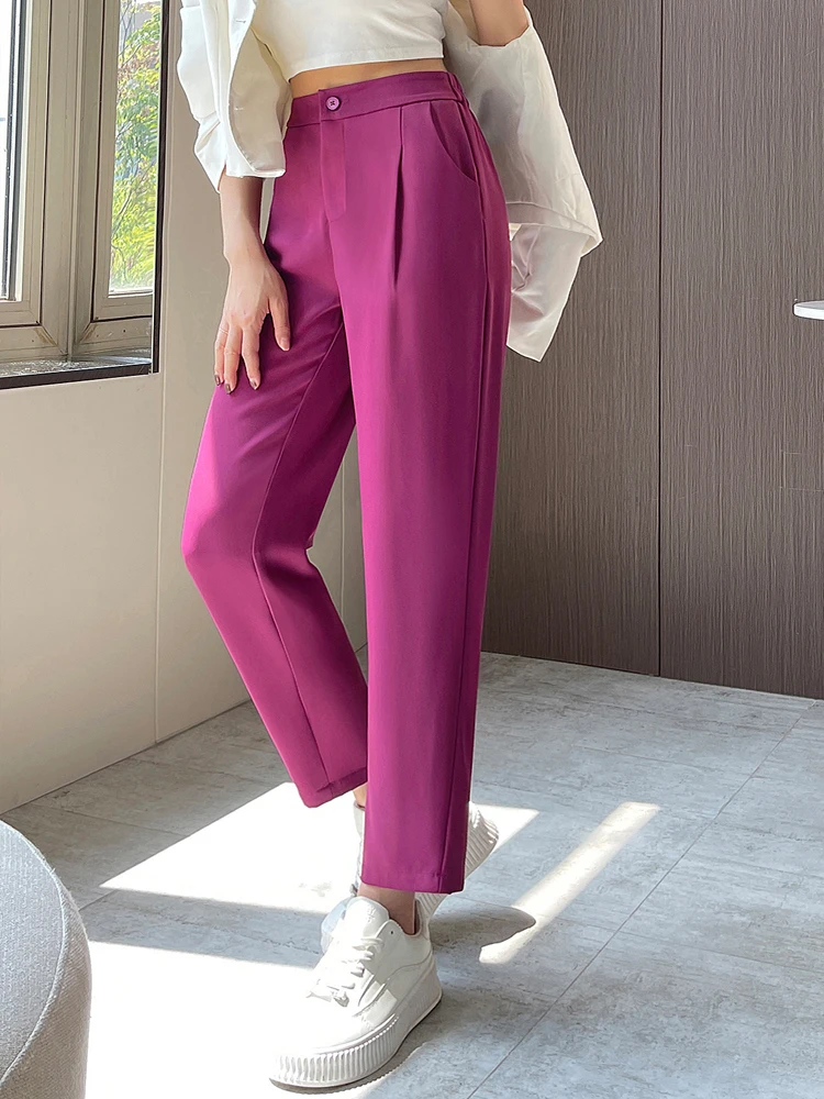 

Straight Ankle-Length Pants for Women Loose High Waist Streetwear Bottoms Pants Suit Spring Summer Office Lady Trousers S-4XL