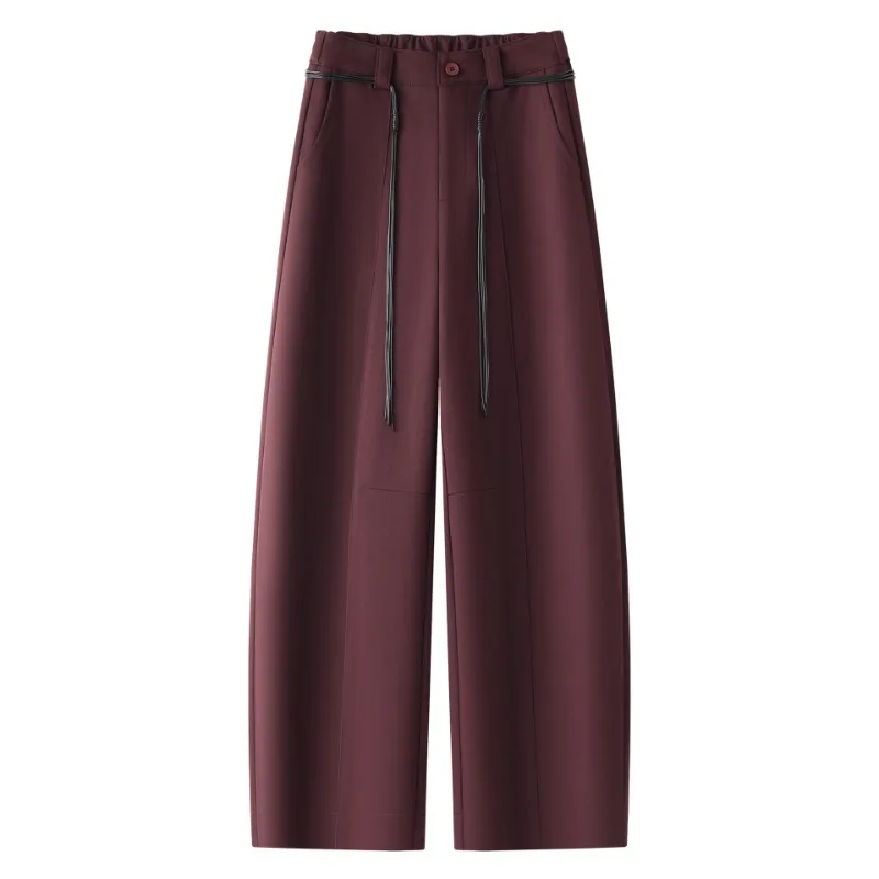 

Red Casual Harem Pants for Women, and Winter, Elegant Hip-Covering, Draped, Floor-Length Suit Scimitar Pants