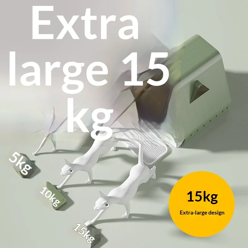 Caja de arena extra grande totalmente cerrada para gatos con cajón - imagen 3