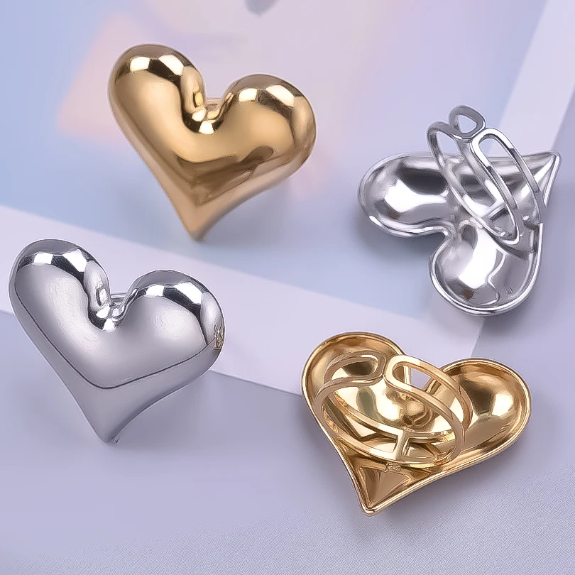 Stainless Steel Heart-Shaped Ring For Women Sweet Romantic Adjustable Opening Non Oxidizable Ring Party Jewelry New Decorations