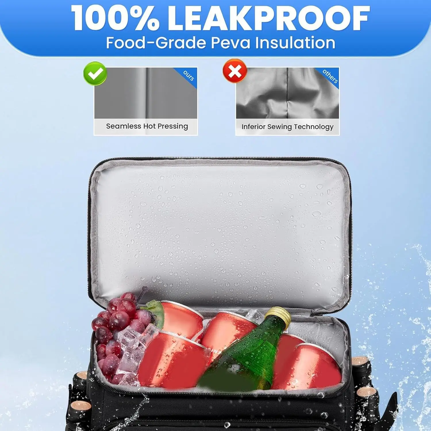 Immagine 6: Zaino Termico, Zaino Frigo Isolato Impermeabile per Uomo e Donna, Borsa Termica Portatile a 2 Scomparti