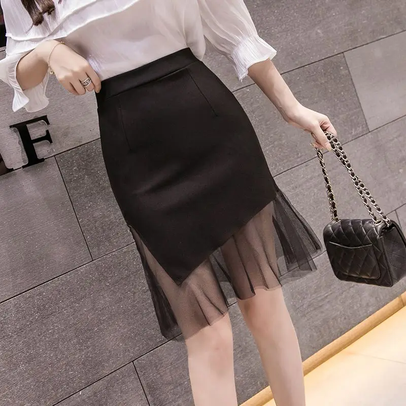 

Female Skirts Tulle Patchwork Women's Skirt Coquette Black Vintage Streetwear New in A Line Clothing Sales Stylish Modest Y2k V