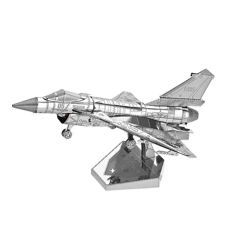 Air Force J-10B Fighter 3D Metal Puzzle DIY Handmade Military Assembly Model laser cutting Kits Jigsaw Puzzle Kids Adult Toys