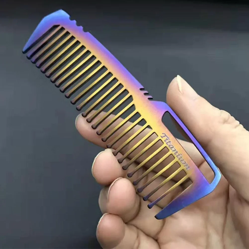 Titanium Comb EDC Hair Barber Comb Mini Ultra Pocket, Anti Static Comb All Hair Types, Super Light Titanium Comb Outdoor