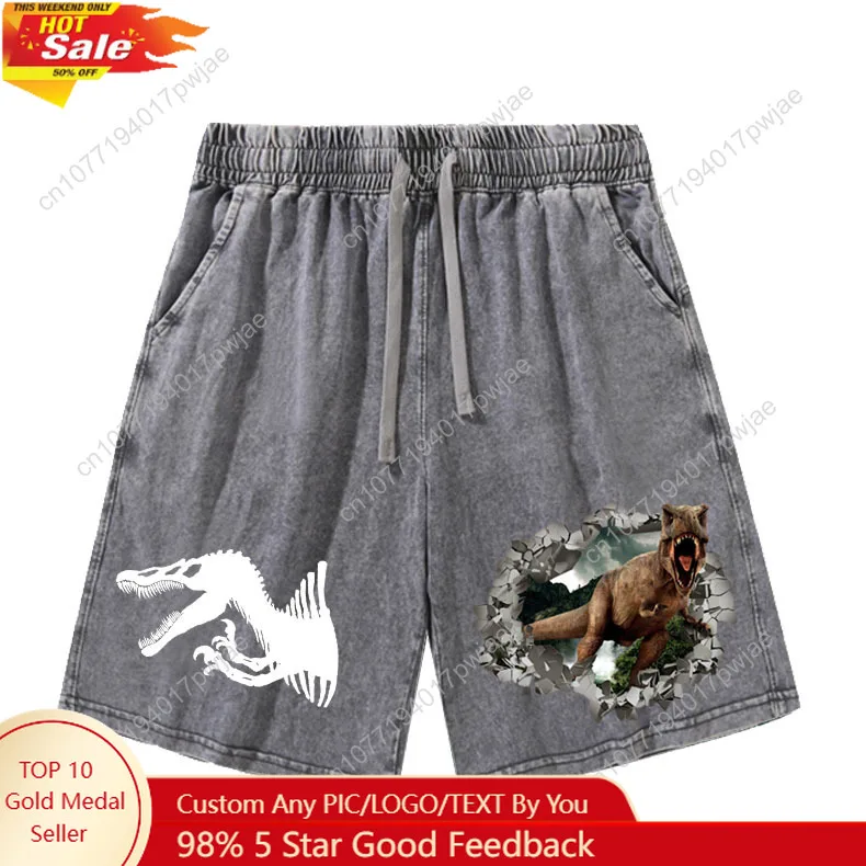 

Jurassic Park Dinosaur Shorts Mans Womans Teenager Retro Short Pants Vintage Cotton Elastic Soft Beach Shorts Customized Pants
