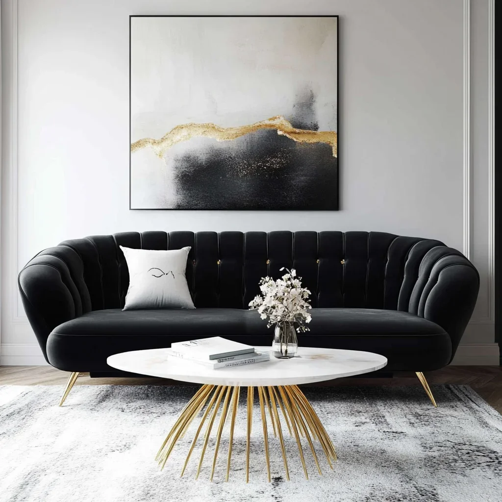 

-Современная мебель для гостиной, тафтинговый 3-местный бархатный диван для диванов для гостиной, черный