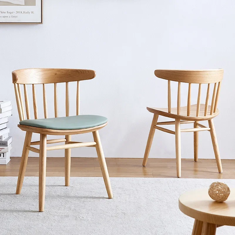Solid wood dining chair, milk tea shop dessert shop tea restaurant backrest solid wood dining chair, 5 chairs