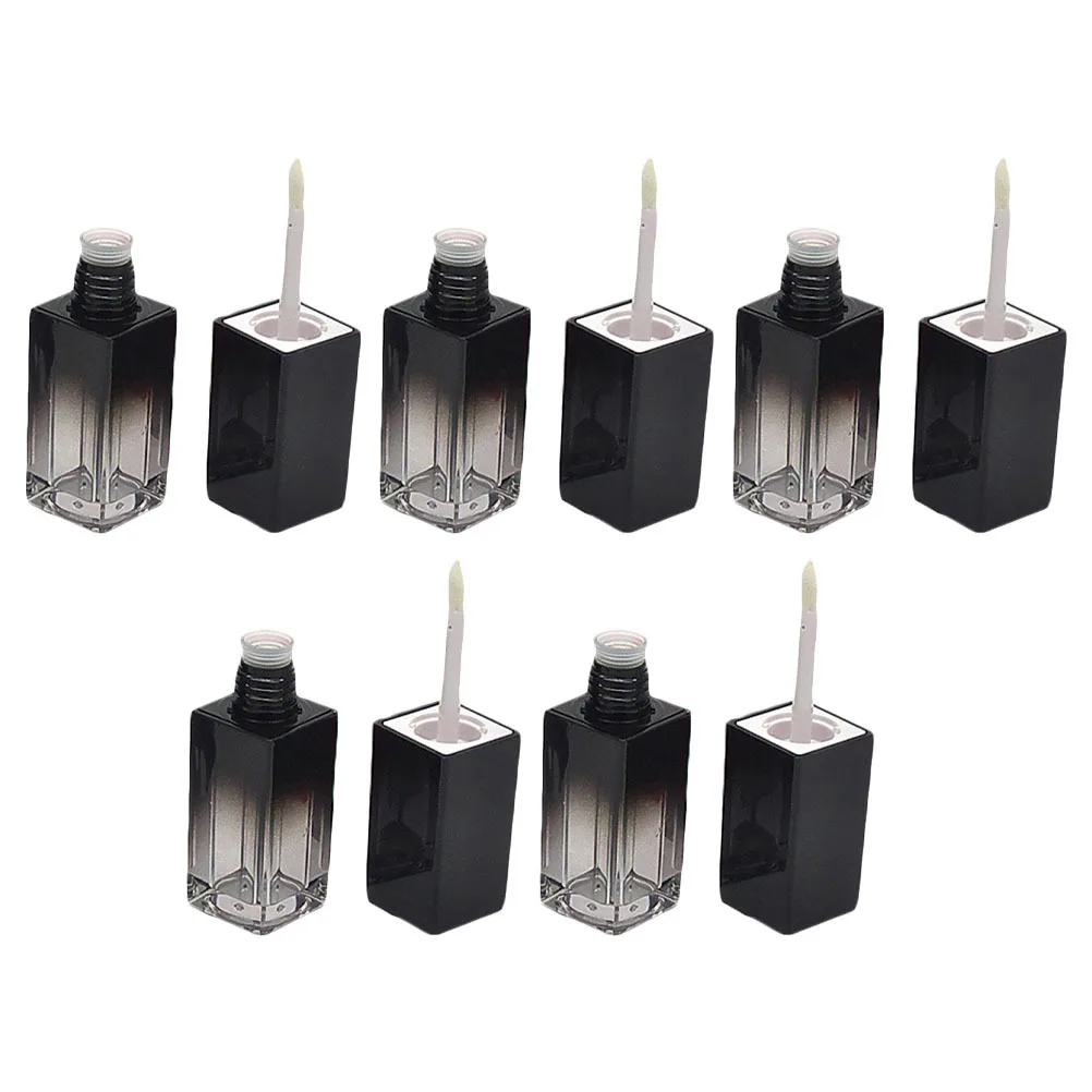 5pcs Empty Square Gradient Black Lip Gloss Tubes DIY Filling Bottles Reusable Durable Lightweight Travel Size Plastic