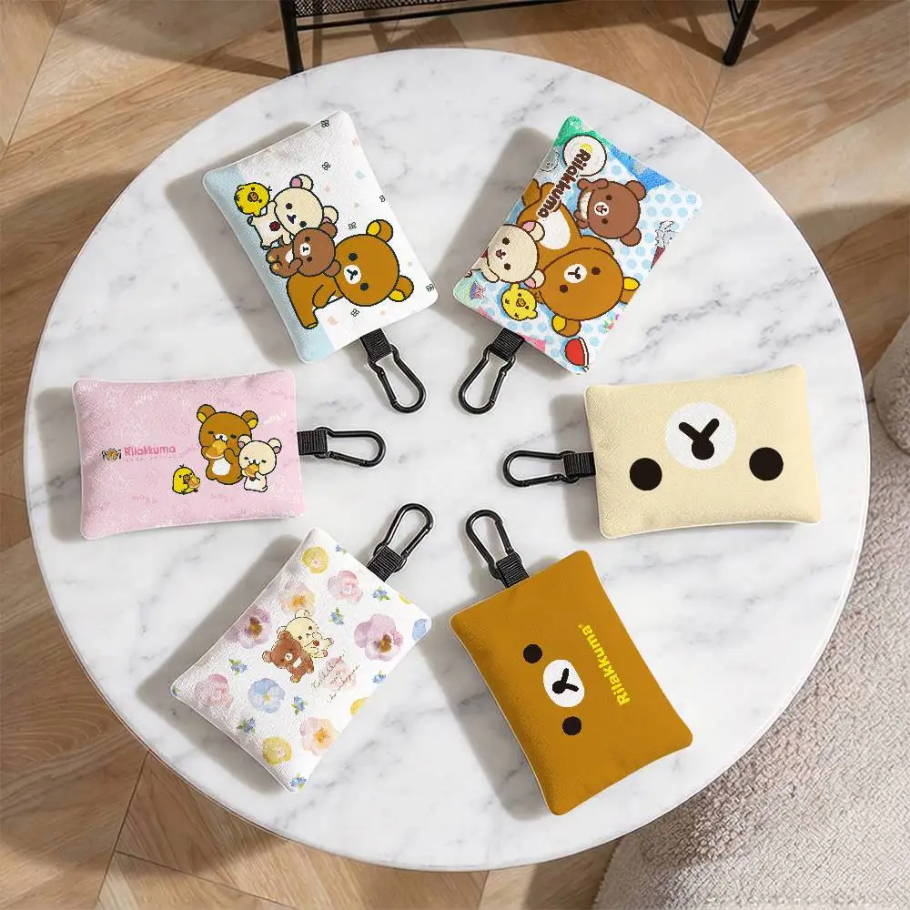 Cute R-Rilakkuma Waterproof Coin Purse Mini Pouch Slim Zippered Small Wallet For Change Keys And Cards
