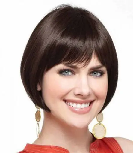 health bob style women short straight dark brown hair wigs