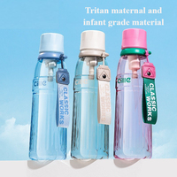 720ml Water Bottle Liter  Tritan Material Plastic Sport Bottle Reminder Times Sports Outdoor Fitness Office Student Running