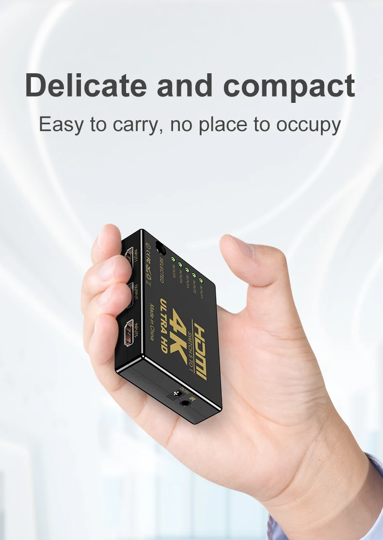 Selector de interruptor con 5 entradas en 1, Hub divisor HD 4K x 2K, conmutador compatible con HDMI con IR Remote 3D para PS3, Xbox 360, HDTV, 1x5 puertos