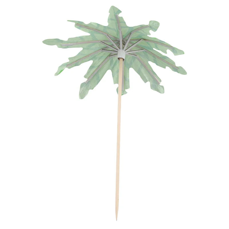 Green Coconut Tree Toothpicks Paper Umbrellas Toothpicks Handmade Cocktail Parasol Sticks For Cocktail Decorations-ABHG