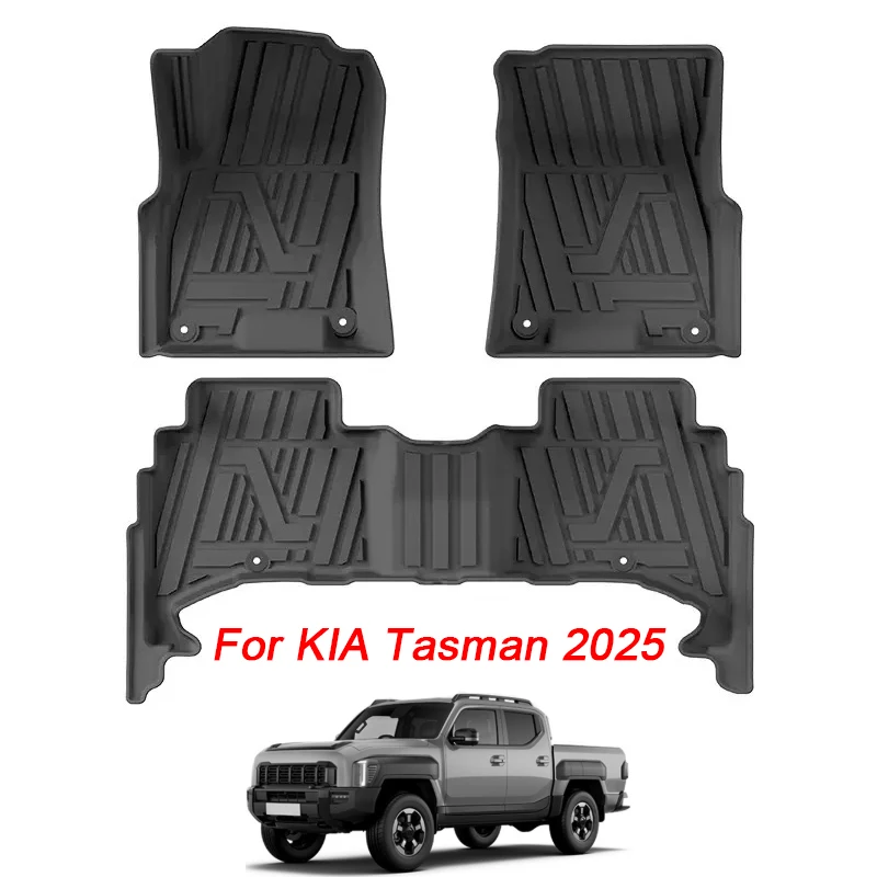 for KIA Tasman 2025 Car Floor Mats, Fully Environmentally Friendly 3D TPE Foot Pads Black LHD