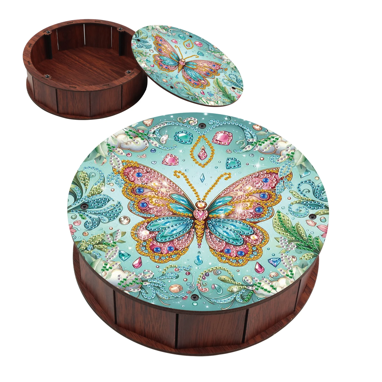 

1 шт. набор для алмазной живописи «сделай сам», деревянный круглый ящик для хранения, многофункциональный органайзер для домашнего декора, деревянного художественного ремесла