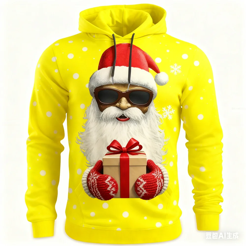 Autumn Men's Hoodie Christmas Fun Santa Claus pattern print man y2k clothing hoodies for man Winter new in hoodies & sweatshirts