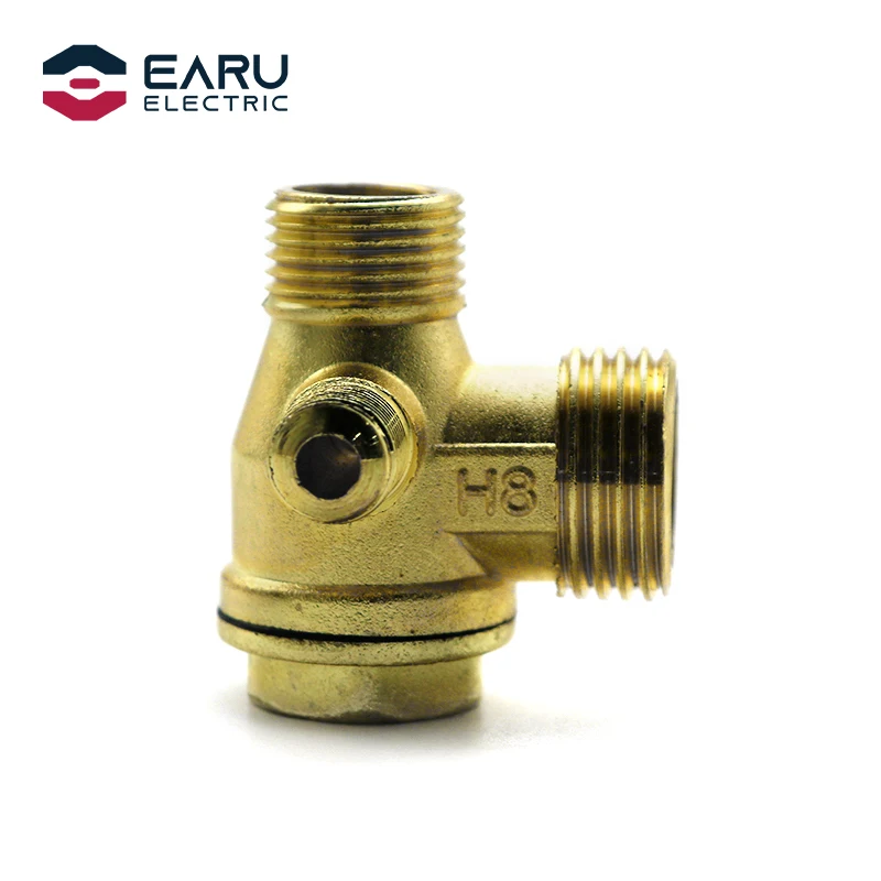 Buitendraad 3 Way Metal Air Compressor Terugslagklep Gold Tone