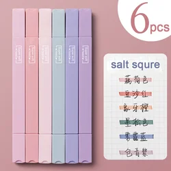 6 pçs/pçs/set cabeças dobro highlighter canetas marcador de arte kawaii forma redonda manga colorido caneta papelaria estudante diy suprimentos