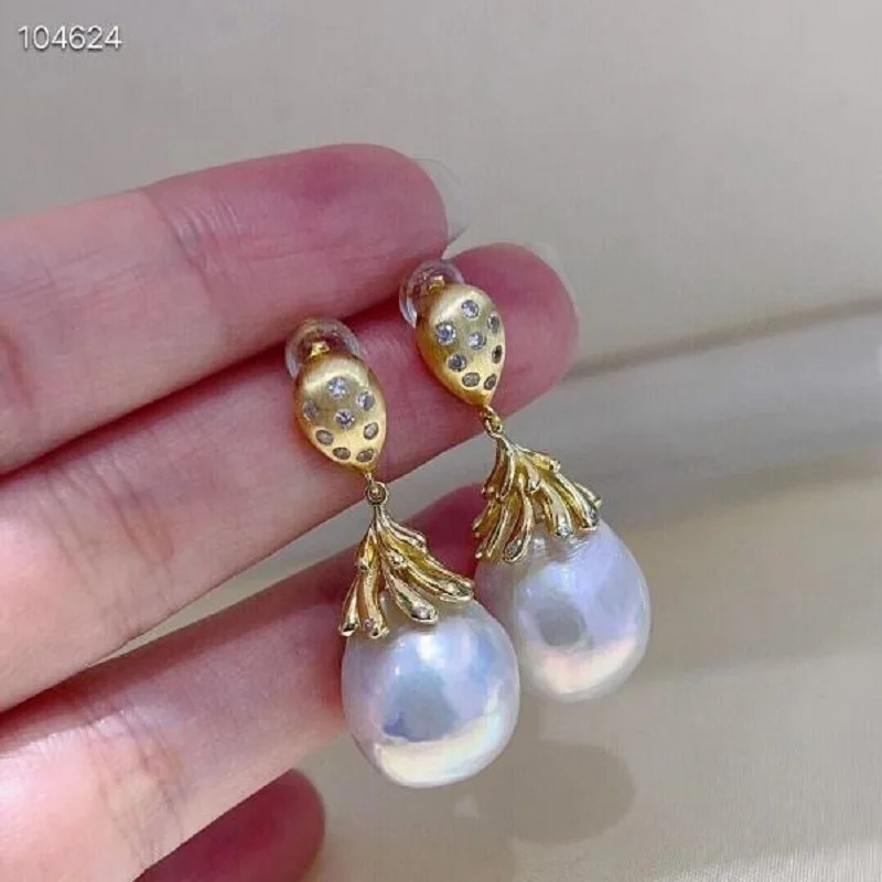 Gorgeous giant AAAA 10-11mm South China Sea drop white pearl pendant earrings 925S